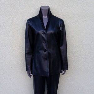 Tribeca Studio Ladies Vintage Black Genuine Leather Coat/Jacket